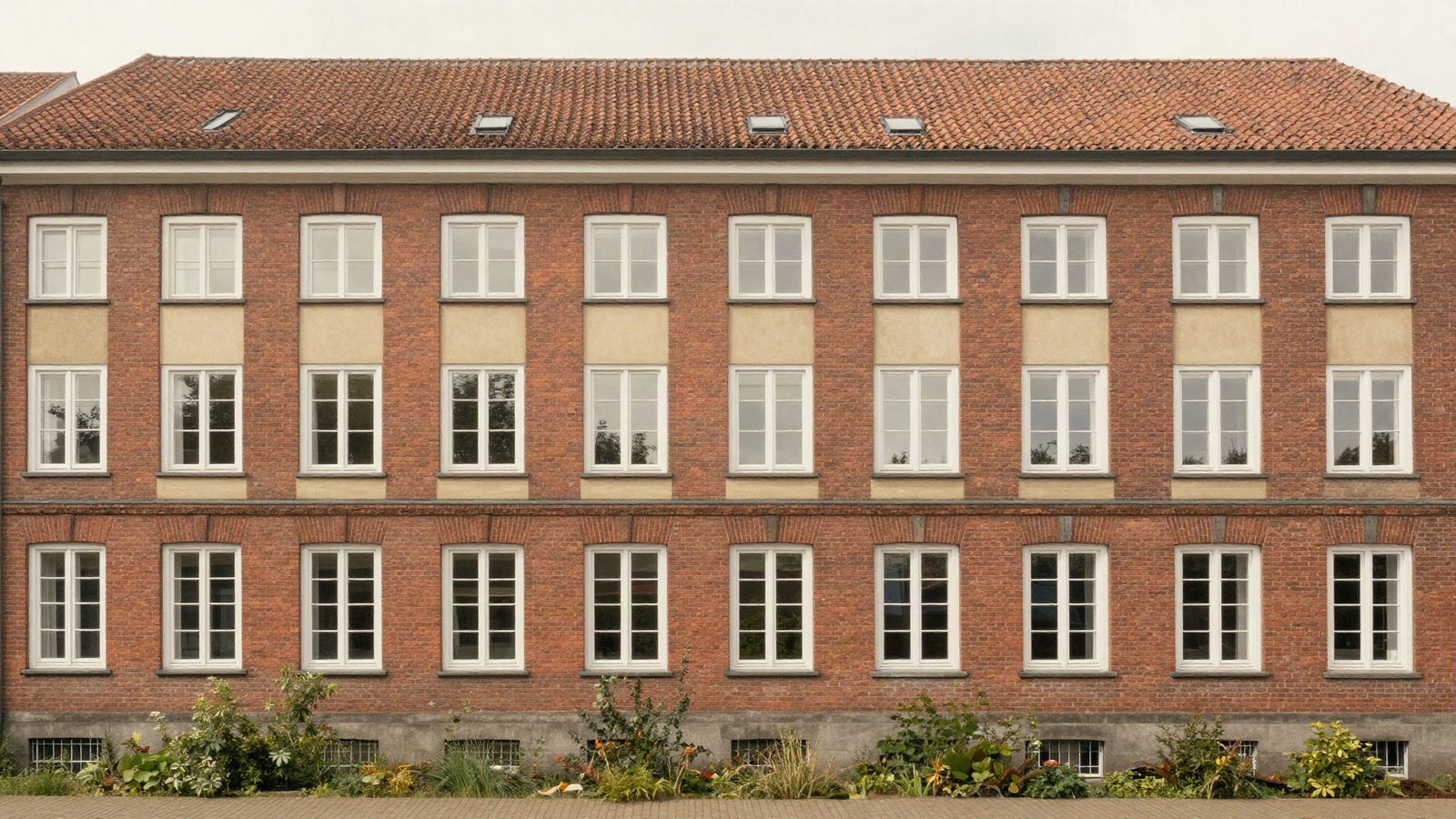 Symbolbild, KI-generiert: Wohngebäude mit Backsteinfassade